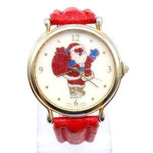 Vintage Servon Watch Unisex Gold Tone Steel Christmas Santa Claus Swiss Parts